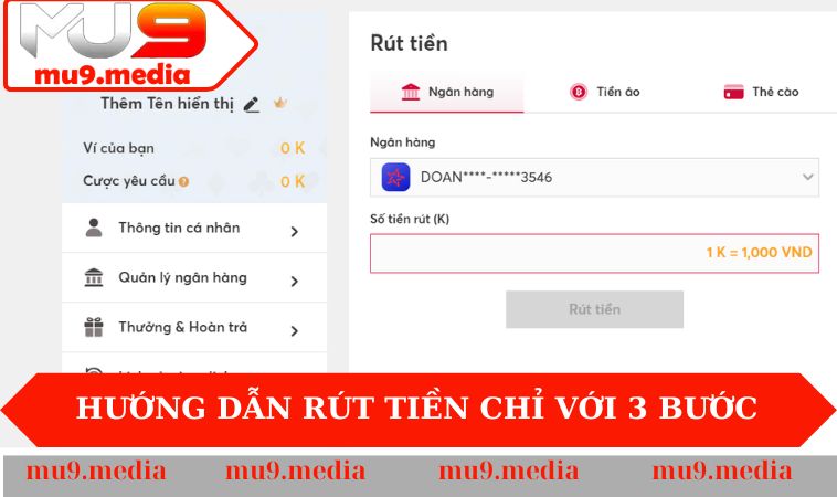 Hướng dẫn rút tiền nhanh chỉ với 3 bước đơn giản